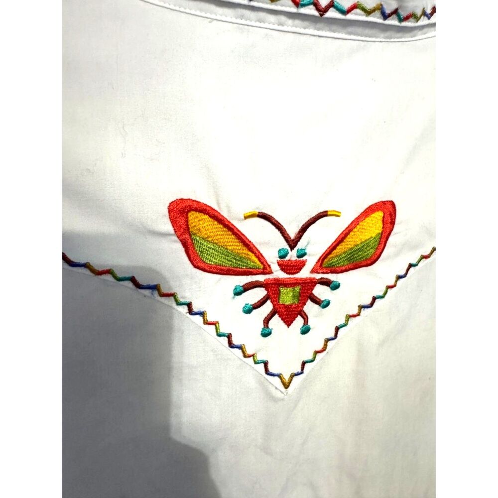 Bob Mackie Wearable Art Blouse w/ Insect Motif Embroidery on Cuffs, Yoke, Front - Picture 8 of 12